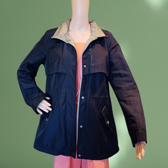 Liz Claiborne Midweight Anorak Black Water Resistant Outerwear Hooded Jacket - Picture 12 of 16